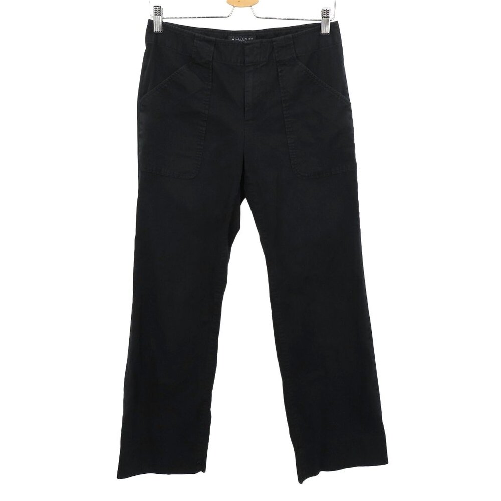 Banana Republic Womens 6 Martin Black Cotton Blend Trouser Career Pants Pockets